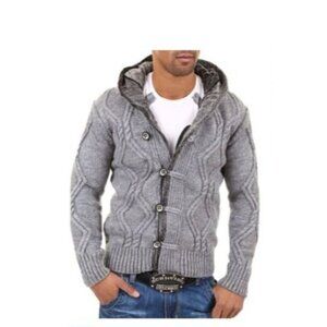 CARISMA Mens hooded sweater jacket cardigan grey Size XL New